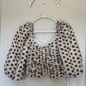 Mango Cream Ruched 3/4 Sleeve Blouse(never worn)